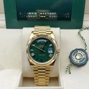 228238 Rolex Day Date 40mm Yellow Gold "Money Green" Dial